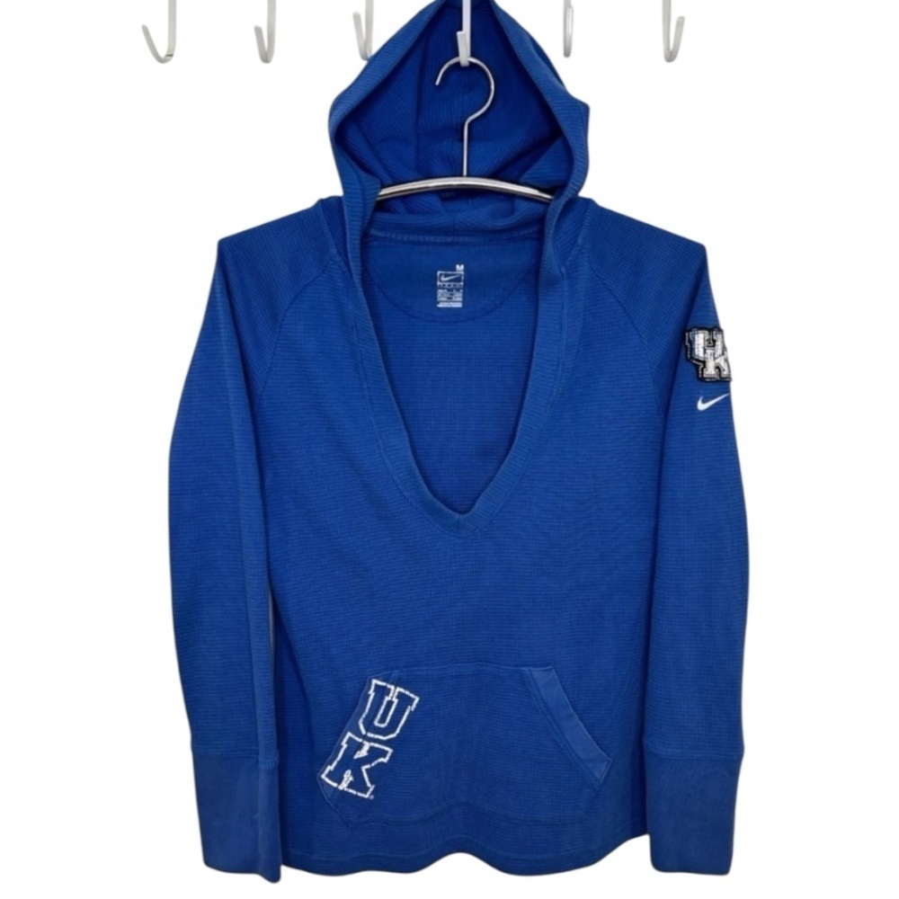 Nike Royal Blue Women’s UK Embroidered Logo V-Neck Hooded Sweatshirt